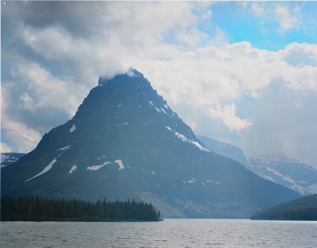 Two Medicine Lake, Glacier National Park, by Ansel Adams, colorized